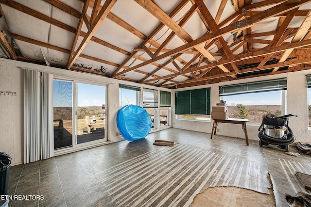 interior space with a wealth of natural light and lofted ceiling