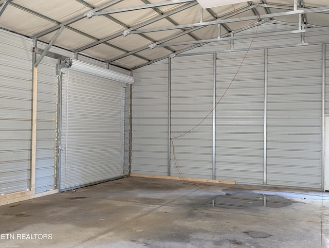 garage featuring metal wall