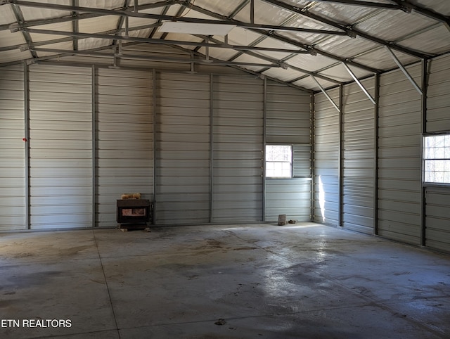 garage with metal wall