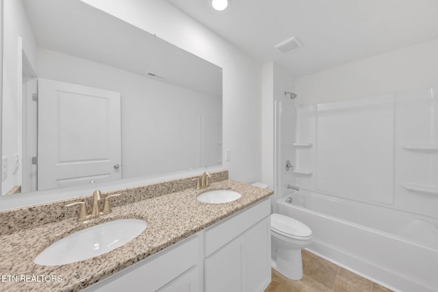 943 Utopia Ln, Knoxville, TN 37932 - full bathroom with toilet, double vanity, and shower / tub combination