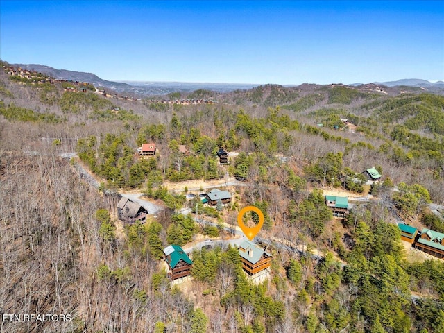 aerial view with a mountain view