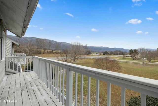 deck featuring a mountain view