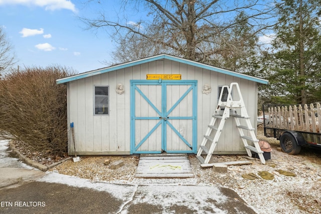 view of shed