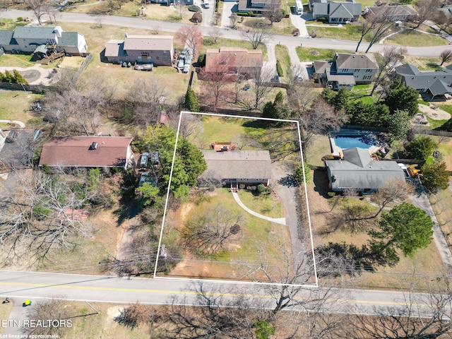 bird's eye view with a residential view