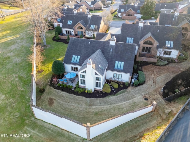 bird's eye view with a residential view