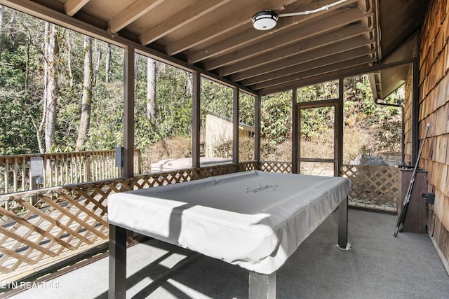 sunroom featuring pool table