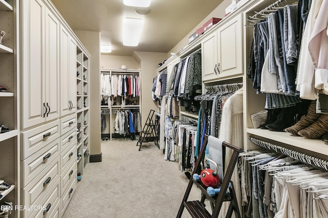 spacious closet featuring light carpet