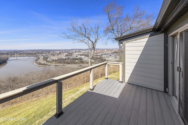 deck with a water view