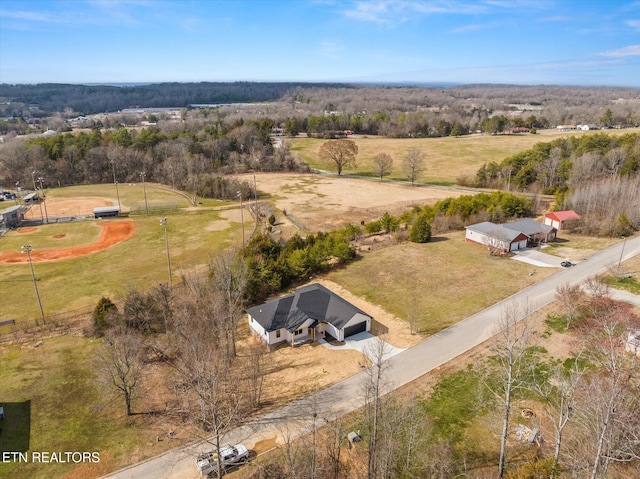 bird's eye view with a rural view