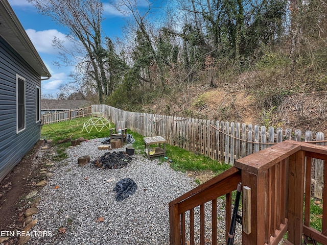 view of yard with a fenced backyard