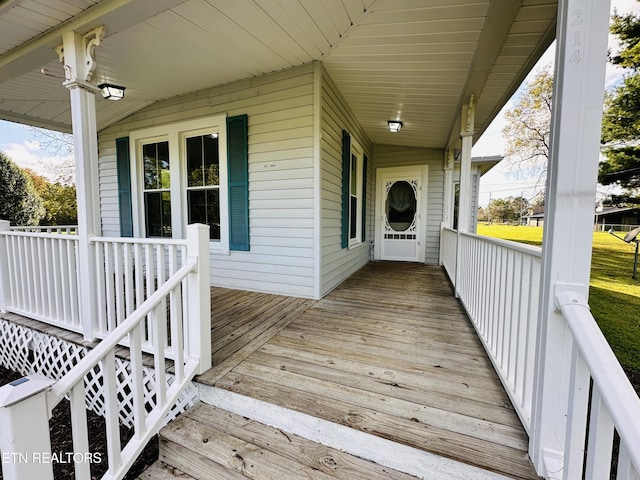 deck with covered porch