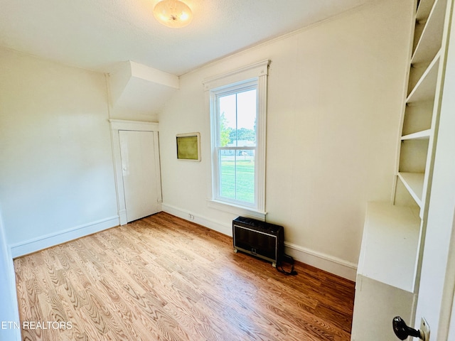 additional living space with lofted ceiling, baseboards, and wood finished floors