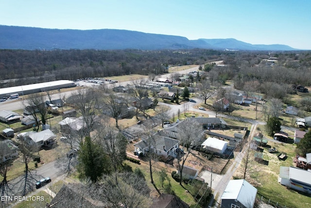 aerial view with a mountain view