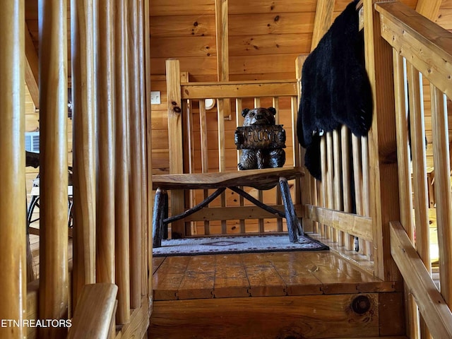 interior space with wood walls