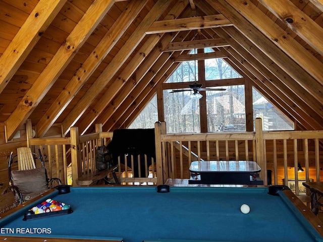 unfinished attic with an upstairs landing