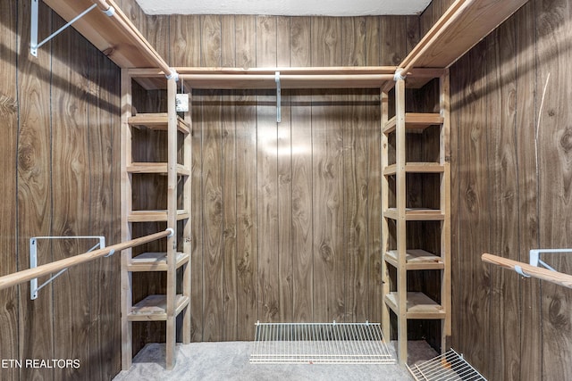 walk in closet featuring carpet floors