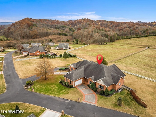 aerial view with a rural view