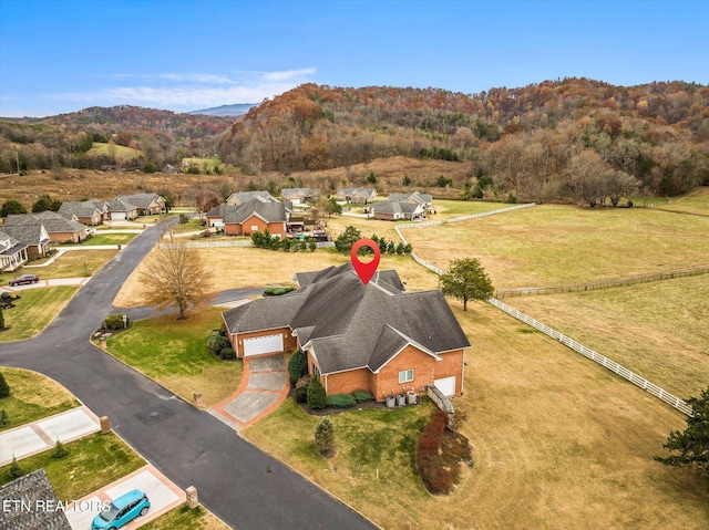 drone / aerial view with a mountain view