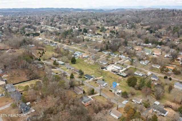 bird's eye view with a mountain view