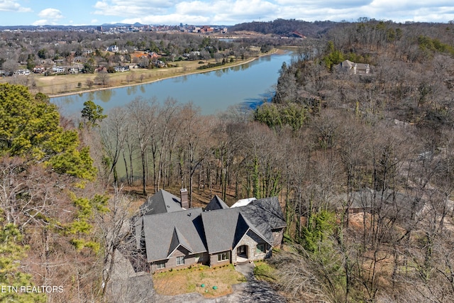 bird's eye view featuring a water view