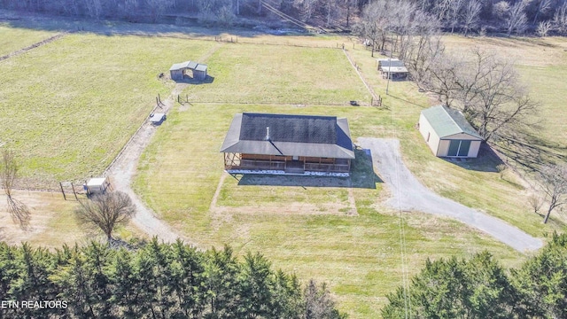 aerial view featuring a rural view