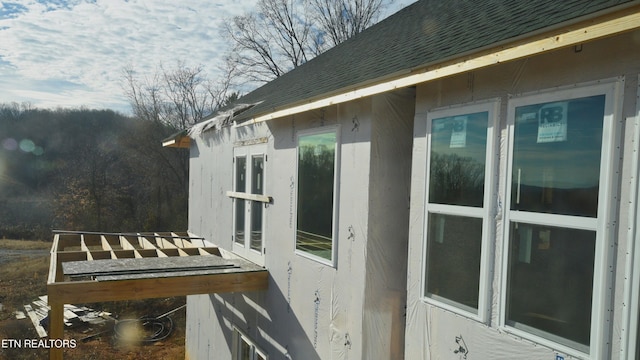 view of home's exterior featuring a shingled roof