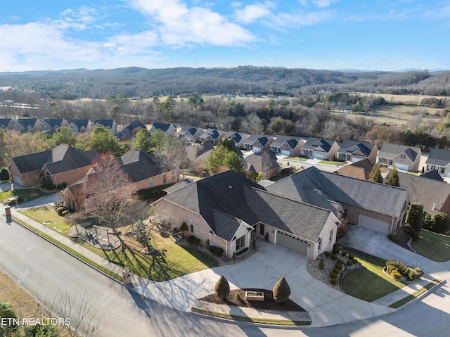 aerial view with a residential view