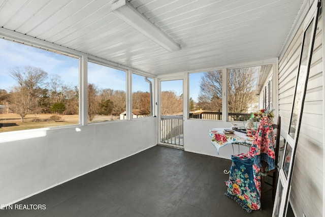 view of unfurnished sunroom