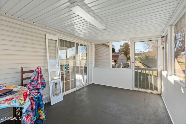 view of unfurnished sunroom