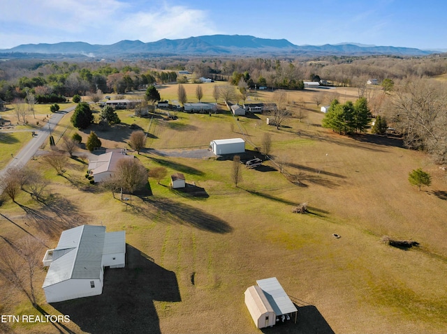 drone / aerial view with a rural view and a mountain view