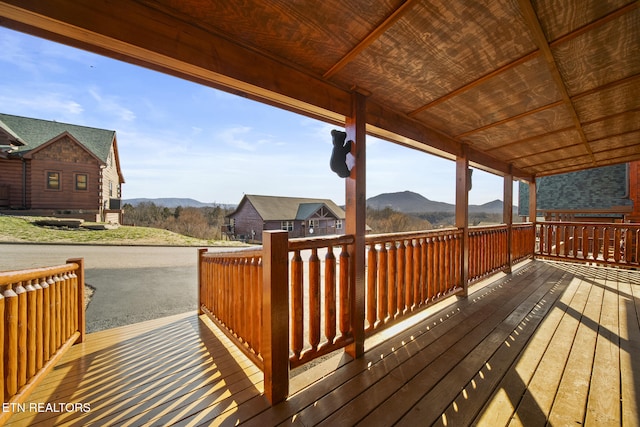 deck with a mountain view