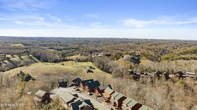 birds eye view of property featuring a view of trees