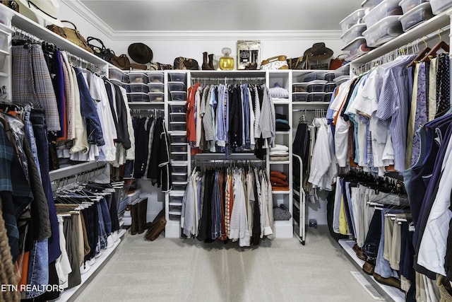 spacious closet with carpet flooring