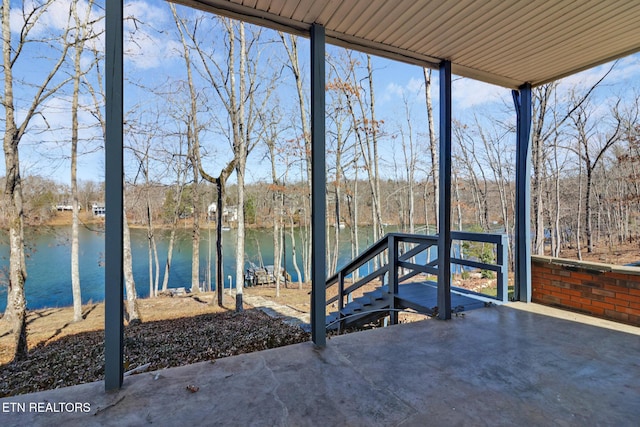 dock area featuring a water view