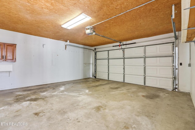 garage with a garage door opener