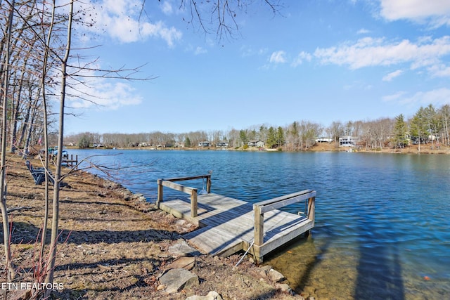 dock area featuring a water view