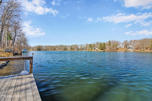 view of dock featuring a water view