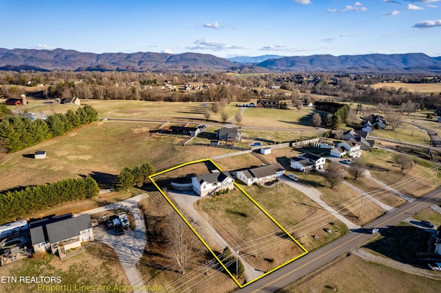 drone / aerial view with a mountain view