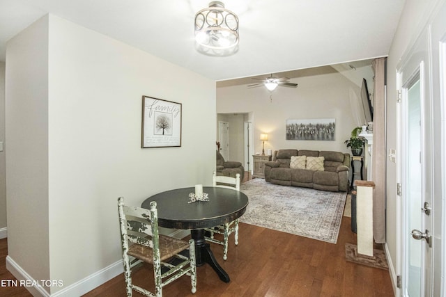 103 Branch Ln, Clinton, TN 37716 - dining room with dark wood-style floors and ceiling fan