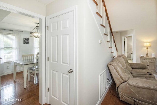 103 Branch Ln, Clinton, TN 37716 - interior space featuring a chandelier and wood finished floors