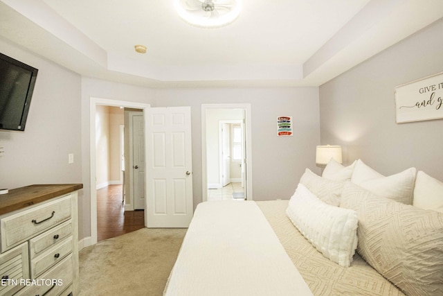 103 Branch Ln, Clinton, TN 37716 - bedroom with a raised ceiling, carpet, and connected bathroom