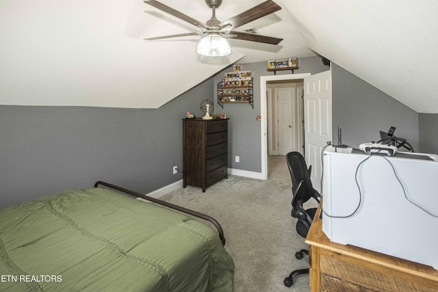 103 Branch Ln, Clinton, TN 37716 - bedroom with lofted ceiling, light colored carpet, and a ceiling fan