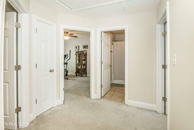 103 Branch Ln, Clinton, TN 37716 - hall featuring attic access and light carpet