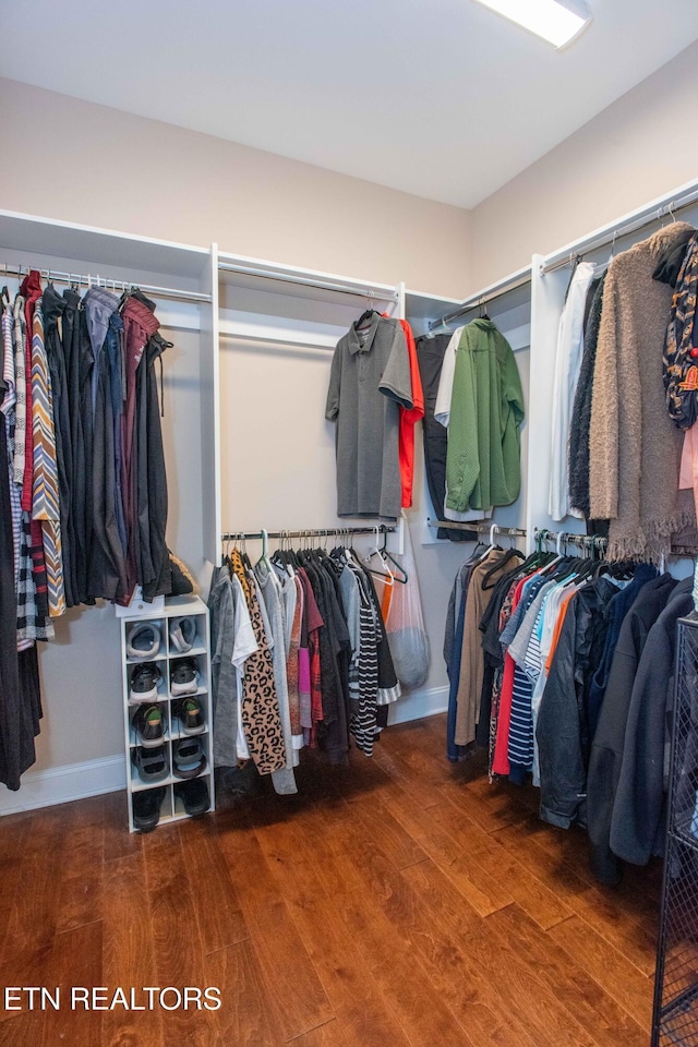 spacious closet featuring wood finished floors