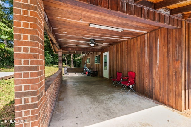 view of patio with a ceiling fan