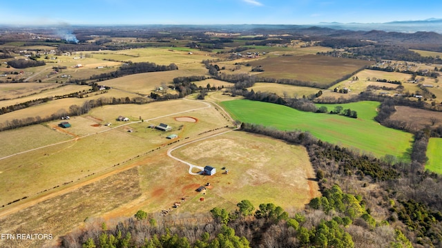 drone / aerial view featuring a rural view