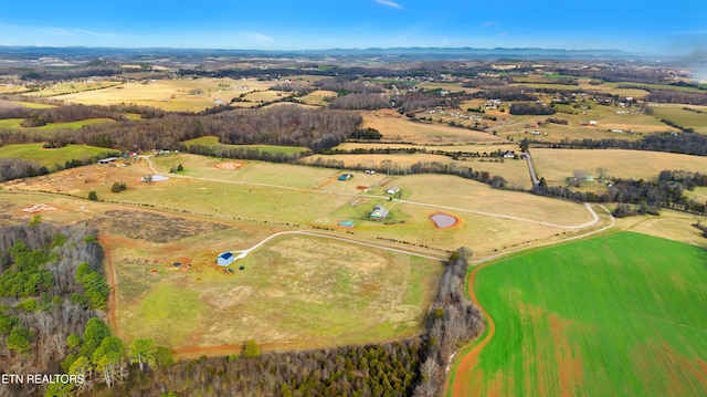 drone / aerial view with a rural view