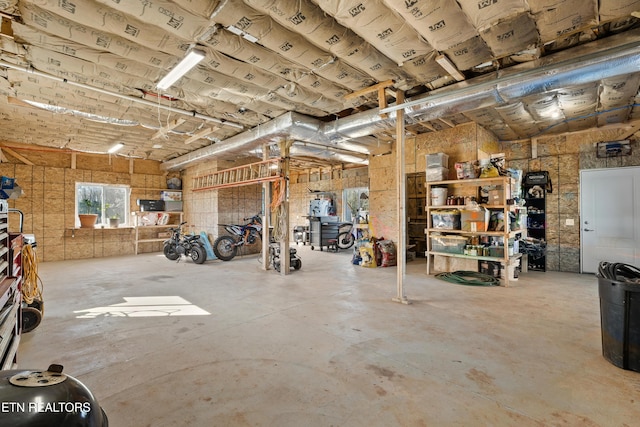 basement with a garage