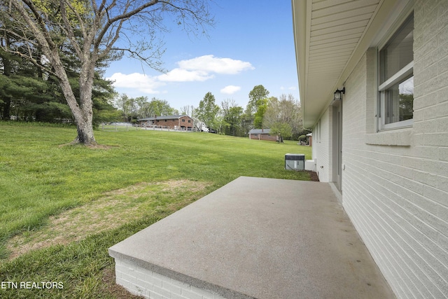 view of yard featuring a patio and central air condition unit