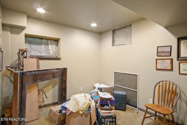 misc room featuring carpet and recessed lighting